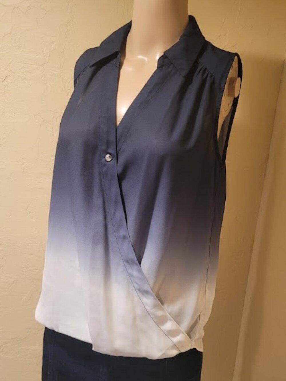 INC International Concepts Ombre Semi Sheer Sleeveless High-Low Top